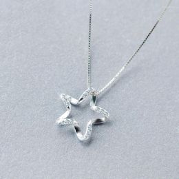 Pendants MloveAcc Genuine 925 Sterling Silver Sparkling Clear Cubic Zirconia Star Pendant Necklace Fashion Women