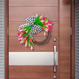 Decorative Flowers Artificial Wreath Spring Ornament Handmade Wedding Party Front Door For Indoor Living Room Home Decor