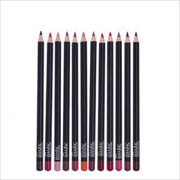 12pcs Cosmetic Lipstick Pen Professional Nude Waterproof Lady Charming Lip Liner Contour Makeup Lipstick Tool 240315