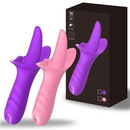 Chic Silicone vibrating stick tongue female licking masturbation device teasing adult sex products 231129