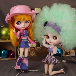 Cute Gift ICY DBS Blyth Doll Pouting Mouth Afro Hair White Skin Matte Face Caput Medusae 16 BJD Azone S Anime Girl 240311