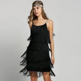 Vintage Vestidos 1920s Flapper Girl Fancy Dress Great Gatsby Dress Costumes Slash Neck Strappy Fringe Swing Party Dress Women 240320