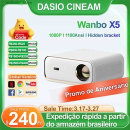 Other Projector Accessories Wanbo X5 Intelligent Portable Android 9.0 1100ANSI Lumens Full HD 1080P Automatic Focusing Office Home Q240322