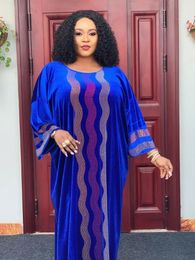 African Dresses For Women Velvet Dress Clothes Muslim Long Maxi Africa High Quality Plus Size Clothing Ladies 240309