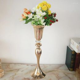 Vases Gold Silver Flower Vase Trumpet Shape Stand Golden/ Wedding/ Table Centerpiece Romantic Road Lead Home Decor
