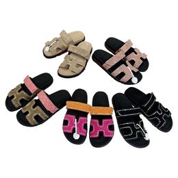 Top Quality Designer Sandals Slippers Beach Classic Flat Sandal Luxury Summer Lady Leather rhinestone Flip Flops Men Women Slides