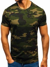 men's Camo Pattern Outdoor Sporty T-Shirts Short Sleeve Summer 3D Print Loose Casual Fitn Tops Round-Neck Man Big Size Tees 94gx#