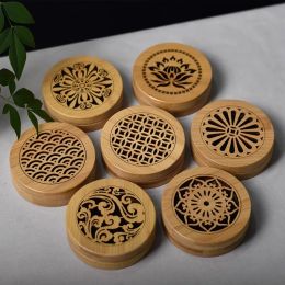 Burners Wooden Round/square Incense Coil Box Tray Base Home Interior Office Holloway Incense Burner Creative Tea Room Decoration