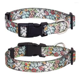 Dog Collars Exquisite Collar Stylish Floral Pattern Pet Set With Adjustable D-ring Safety Buckle For Outdoor Adventures