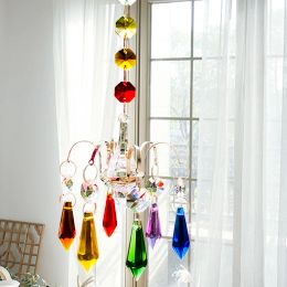 Suncatchers Chakra Crystal Prism Hanging Outdoor Pendant Sun Catcher Chandelier Decoration Rainbow Maker Crafts Home Garden Party Ornament