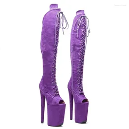 Dance Shoes 23CM/9inches Suede Upper Modern Sexy Nightclub Pole High Heel Platform Women's Boots 033