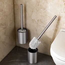 Brushes Light Luxury Space Aluminium Toilet Brush Free Punching WallMounted No Dead Angle Home Cleaning Utensils Bathroom Accessories