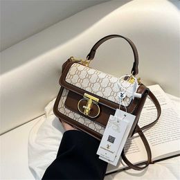 38% OFF Designer bag 2024 Handbags Spring Live Fashion Versatile Shoulder Old Flower Ribbon Contrast Square Crossbody