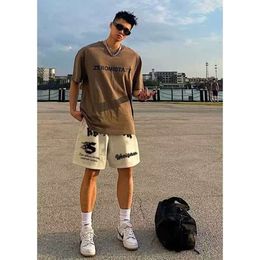 China-chic Brand High Street Straight Sports Shorts Men's Summer New Casual Letter Pattern Drawstring Pants Fashion Trend