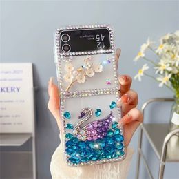 Fashion Glitter iPhone Cases For iPhone 15 14 Pro Max 15Pro 14Pro 13 12 11 Designer Bling Sparkling Rhinestone Diamond Jewelled Swans Flowers Phone Case