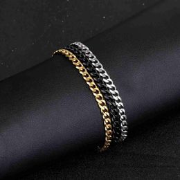 Chain Mens and womens bracelets stainless steel curly Cuban chain black gold silver mens jewelry bracelets 24325