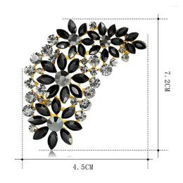 Brooches Faux Flower Brooch Stylish Rhinestone Elegant Feather Lapel Pin For Sweater Cardigan Business