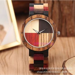 luxury mens watch women Wooden creative Colour digital four-color splicing face womens lovers fashion wooden Watch