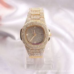 luxury mens watch women Gold four-color quartz Fashion Square sky star set steel band Watch Diamond calendar womens watches