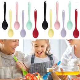 Spoons Heat Resistant Silicone Spoon Mini Non-stick Long Handle Mixing Tableware Cooking Stirring Kitchen Tool