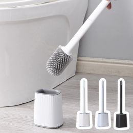 Brushes Detachable Long Handle Thicken Toilet Brush Silicone Soft TPR Head Cleaning Brush with Holder WC Cleaner Bathroom Accessories