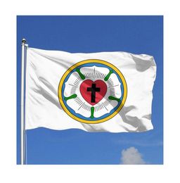 Heart Lutheran Rose Flags Outdoor 3x5ft Digital Printing Double Sided 100D Polyester with 2 Brass Grommets6679377