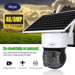 8MP 4K Wireless Wif Solar Camera Outdoor Rainproof Belt Solar Panel Charging Battery Pan Tilt IP Camera Extra Long Standby