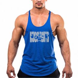brand Vest Muscle Gym Clothing Tank Top Mens Bodybuilding Fitn Sleevel Singlets Fi Sports Workout Man Undershirt y3WZ#