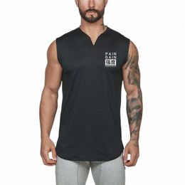 summer Men's Pure Cott Fitn Gym Sports Basketball Streetwear Breathable Training V-neck Printed Slim Fit Undershirt i0Yh#