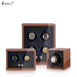 Cases 2023 New Embers Luxury 1 2 4 Slots Watch Winder Wooden Shaker Watch Box Automatic Winder Storage Case Mabuchi Motro