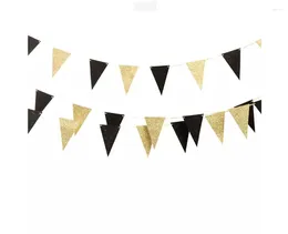 Party Decoration Fashion Gold&Black Glitter Paper Bunting Gorgeous Wedding Home Garland Bridal Shower Po Prop