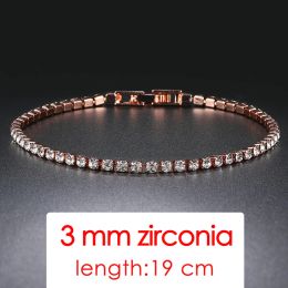 Tennis Bracelets Chain For Women Fashion Small Cubic Diamond Bracelet Woman Crystal Rose Gold Colour Wedding Party Friends Gift Jewellery 876