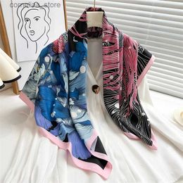 Bandanas Durag Scarves 2024 Fashion Twill Silk New Design Scarf for Women Print Wraps Headband Shawl Stoles Hijab Lady Square Foulard Bandana Decorate Y240325