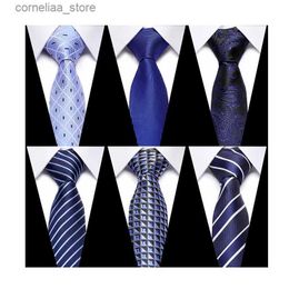 Neck Ties Neck Ties Fashion Tie For Men Blue Striped Necktie Man Gravatas Floral Wedding Accessories Fit Group Workplace Y240325