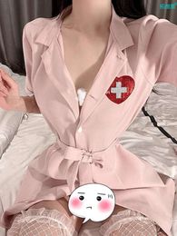 Sexy Nurse Uniform Role Play Lace Pure Desire Bedless Exposed Women's Clothing Underwear Fun Emotional Set