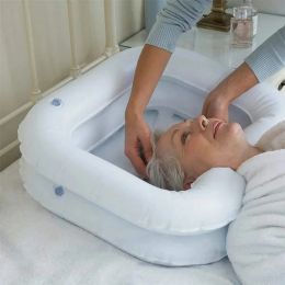 Bathtubs Shampoo Tray Hair Washing Basin for The Disabled Inflatable Shampoo Basin Tub Portable with Drain Tube