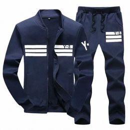 tracksuit Men Sportswear Sets Thin Running Sports Fitn Tracksuit Male Two Pieces Sweatshirt+Sweatpant Gym Men Outfit Set M5ne#