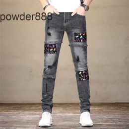 2024 New Straight Leg for Men Designer Hip Hop Fashion Mens Pants Jeans Top Quality Purple Motorcycle Cool Denim Pant 5QWH