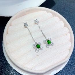 Dangle Earrings Allergy Free Silver Diopside Drop 4mm 5mm 0.8ct Natural Jewellery 925 Gemstone With Gold Plated