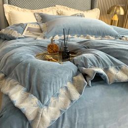 Bedding Sets Autumn And Winter Double-sided Velvet Thickened Milk European Style Feather Embroidered Duvet Cover Bed Sheets