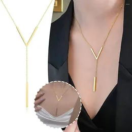 Pendant Necklaces Fashion Tassel V Necklace Simple Personalised Clavicle Alloy Chain Golden Decoration Geometric Colour