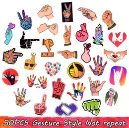 50 PCS Waterproof Finger Gesture Stickers than heart thumb for Taking Pos Decor DIY Home Laptop Skateboard Luggage Guitar Motor7041412