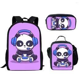 Backpack Fashion Youthful Panda 3D Print 3pcs/Set Student Travel Bags Laptop Daypack Lunch Bag Pencil Case