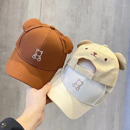 Ball Caps Korean Cute Cartoon Bear Baseball Cap Bucket Spring Summer Mesh Thin Fashion Sun Protector Hat Headband For Kids Boy Girls