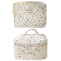 Cosmetic Bags Colourful Polka Dots Travel Makeup Pouch Quilted Organiser Storage Bag Case For Women And Girls