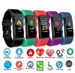 ID115 Plus LCD Screen Smart Bracelet Fitness Tracker Pedometer Watch Band Heart Rate Blood Pressure Monitor Smart Wristband Watch ZZ