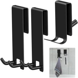 Set Single Double Side Bathroom Shower Door Hook Over Glass Door Shower Towel Rack Stainless Steel Drilling Free Towel Holder Hanger