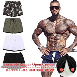 Men's Shorts Summer running open seat shorts mens gym shorts fitness pants casual and fashionable beach three point quick drying shorts fashionable and sexy J240325