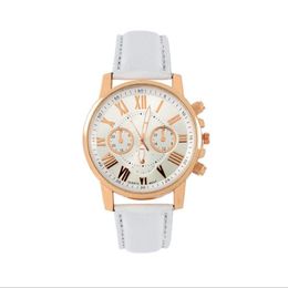 Beautiful White Dial Ladies Watch Retro Geneva Student Watches Womens Quartz Trend Wristwatch With Leather Band Good Choice306K
