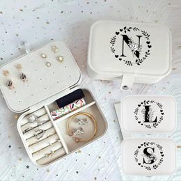 Cosmetic Bags Portable Jewelry Box Women Organizer Display Travel Case Boxes White Color Storage Garland Letter Pattern